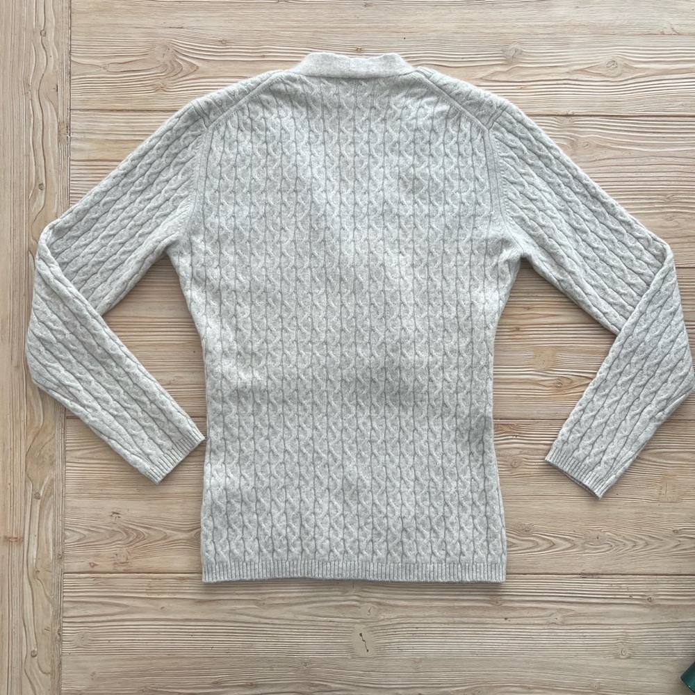 Davide Cenci Italian 100% Cashmere Faux Twinset Cable Knit Cardigan Gray Small - Picture 4 of 8